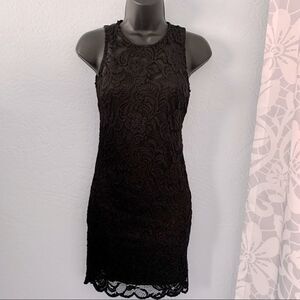 Ambiance Black Lace Overlay Midi Dress Size Small